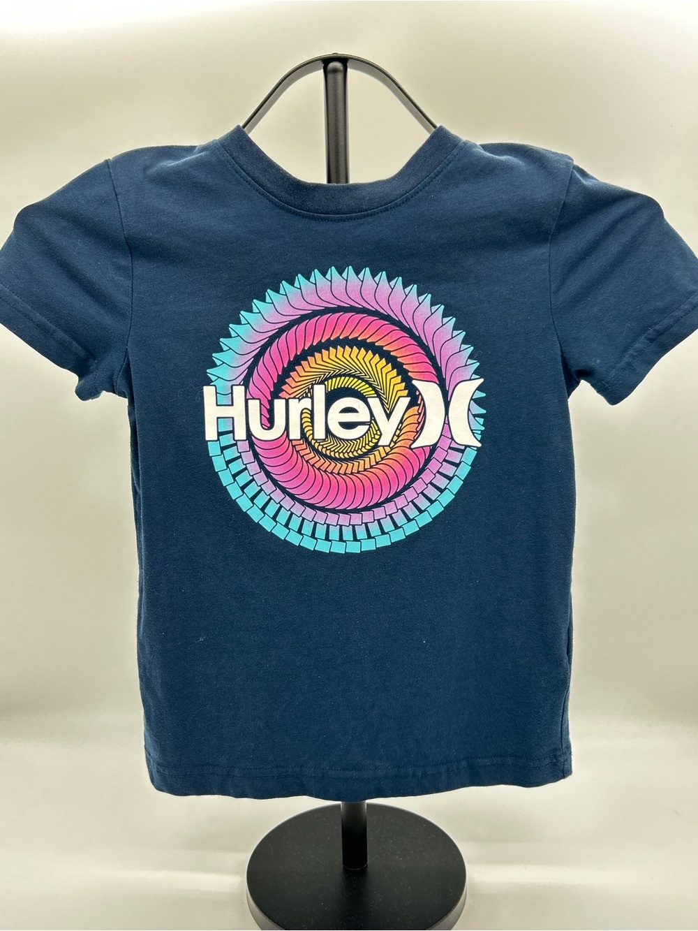 Hurley Navy Tee with Multicolor Spiral Logo Size (6/7)